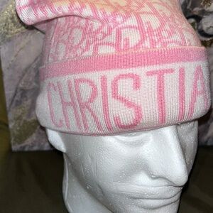 Dior Pink Patterned Knit Hat